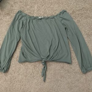 long sleeve army green off the shoulder